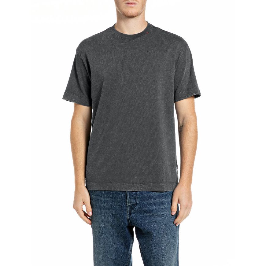 Снимка на REPLAY МЪЖКА БЛУЗА ACID WASH JERSEY T-SHIRT WITH R ON NECK RAVEN