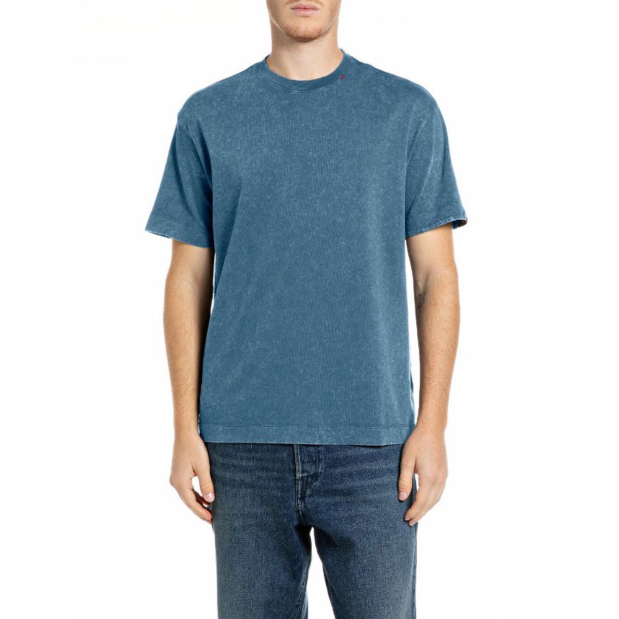 Снимка на REPLAY МЪЖКА БЛУЗА ACID WASH JERSEY T-SHIRT WITH R ON NECK SAILOR BLUE