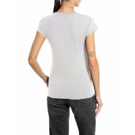 Снимка на REPLAY ДАМСКИ ТОП SLIM-FIT STRETCH T-SHIRT WITH CHEST PRINT NATURAL WHITE 2