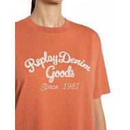 Снимка на REPLAY ДАМСКИ ТОП BOXY-FIT DENIM GOODS PRINT COTTON T-SHIRT RUST 3