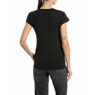 Снимка на REPLAY ДАМСКИ ТОП SLIM-FIT STRETCH T-SHIRT WITH CHEST PRINT BLACK 2
