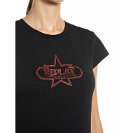 Снимка на REPLAY ДАМСКИ ТОП SLIM-FIT STRETCH T-SHIRT WITH CHEST PRINT BLACK 3