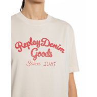 Снимка на REPLAY ДАМСКИ ТОП BOXY-FIT DENIM GOODS PRINT COTTON T-SHIRT EGGNOG 3