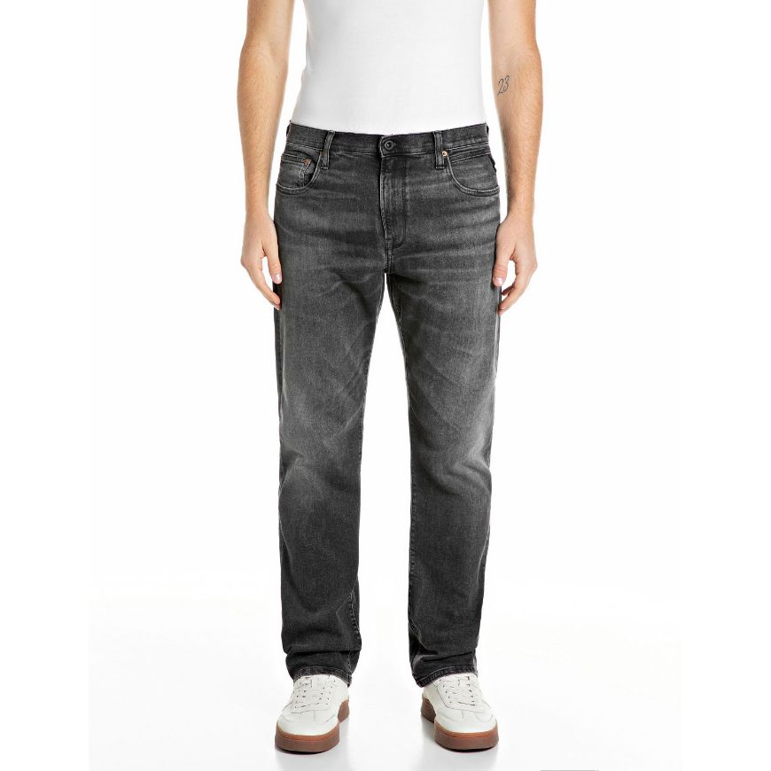 Снимка на REPLAY МЪЖКИ ДЕНИМ AIDEEN STRAIGHT-FIT BLACK STRETCH DENIM JEANS DARK GREY