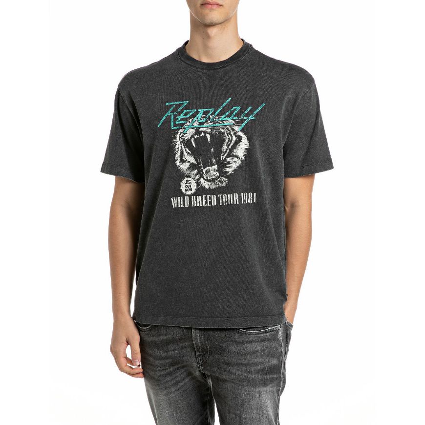 Снимка на REPLAY МЪЖКА БЛУЗА WILD BREED ACID WASH RELAXED T-SHIRT RAVEN