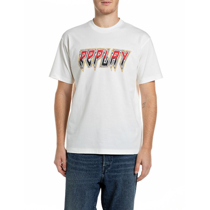 Снимка на REPLAY МЪЖКА БЛУЗА ROCK LOGO COTTON T-SHIRT GARDENIA