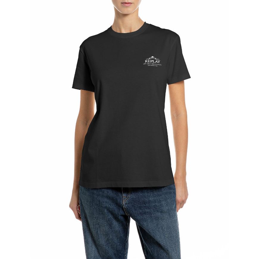 Снимка на REPLAY ДАМСКИ ТОП COTTON JERSEY T-SHIRT WITH LOGO BLACK