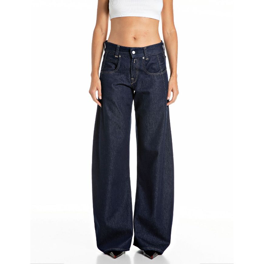 Снимка на REPLAY ДАМСКИ ДЕНИМ HALLEBE BARREL-FIT COTTON/LYOCELL DENIM JEANS DARK BLUE