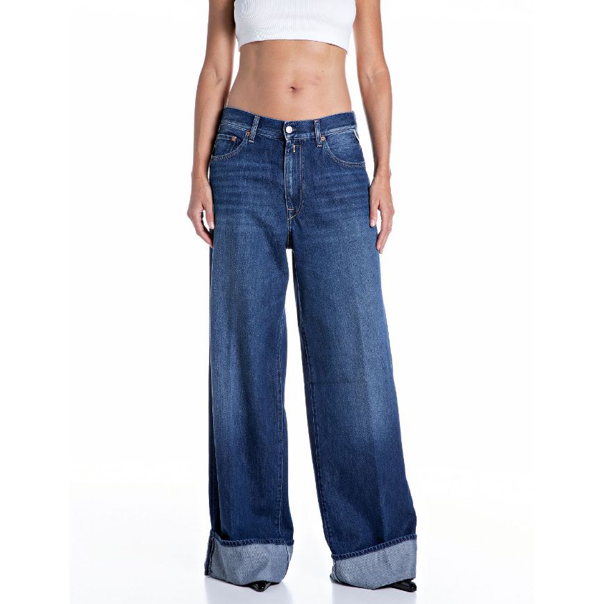 Снимка на REPLAY ДАМСКИ ДЕНИМ NALAJA WIDE-LEG COTTON/LYOCELL DENIM JEANS DARK BLUE