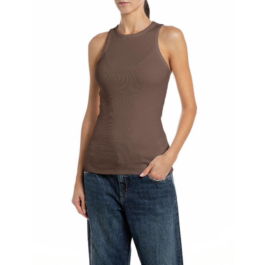 Снимка на REPLAY ДАМСКИ ТОП COTTON RIB VEST TOP PINECONE