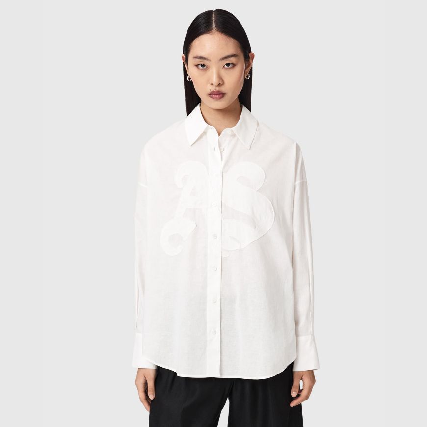 Picture of ALLSAINTS WOMEN'S SPARROW EMB SHIRT OPTIC WHITE