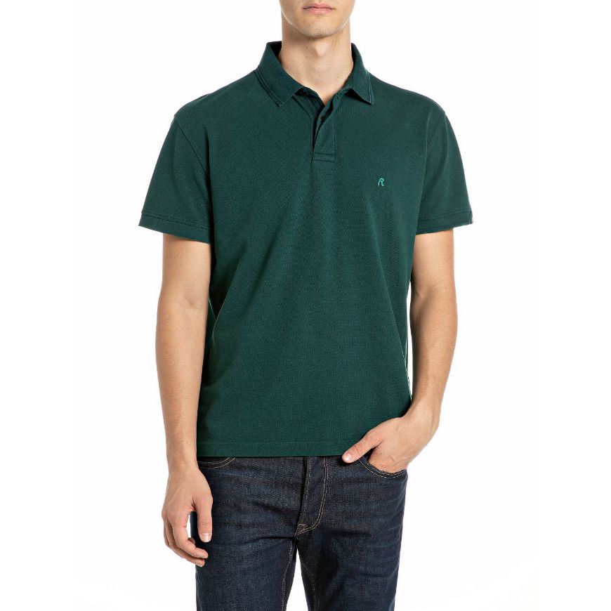 Снимка на REPLAY МЪЖКА БЛУЗА GARMENT DYED PIQUÉ POLO-SHIRT WITH R LOGO PONDEROSA PINE