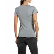 Снимка на REPLAY ДАМСКИ ТОП SLIM-FIT COTTON T-SHIRT WITH LARGE LOGO GHOST GRAY 2