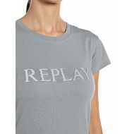Снимка на REPLAY ДАМСКИ ТОП SLIM-FIT COTTON T-SHIRT WITH LARGE LOGO GHOST GRAY 3