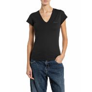 Снимка на REPLAY ДАМСКИ ТОП JERSEY V-NECK T-SHIRT WITH LOGO BLACK 1