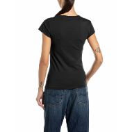 Снимка на REPLAY ДАМСКИ ТОП JERSEY V-NECK T-SHIRT WITH LOGO BLACK 2