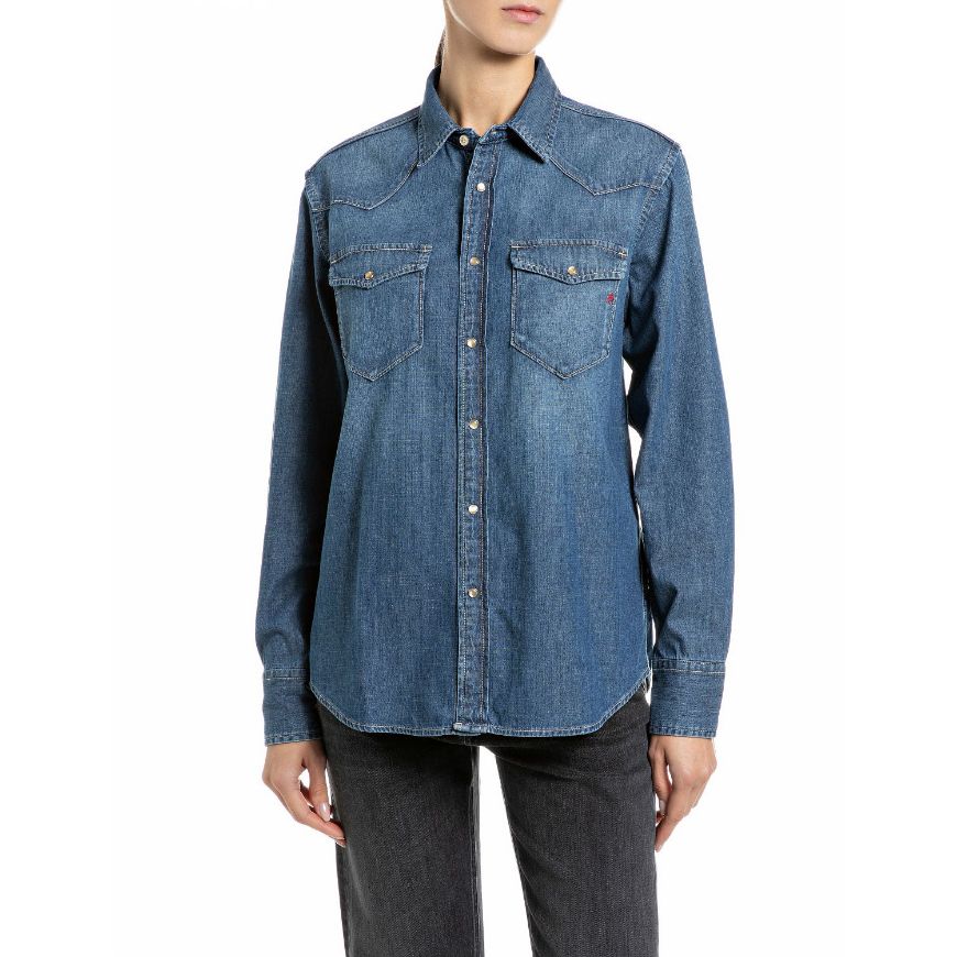 Снимка на REPLAY ДАМСКА РИЗА DENIM SHIRT WITH CHEST POCKETS MEDIUM BLUE