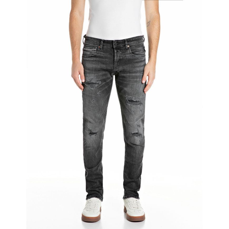 Снимка на REPLAY МЪЖКИ ДЕНИМ GROVER STRAIGHT-FIT BLACK STRETCH DENIM JEANS DARK GREY