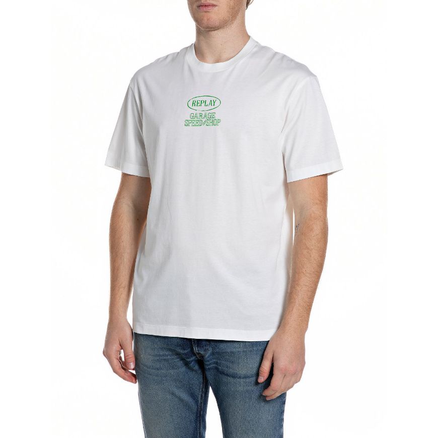 Снимка на REPLAY МЪЖКА БЛУЗА JERSEY T-SHIRT WITH GARAGE SPEED SHOP PRINTS NATURAL WHITE