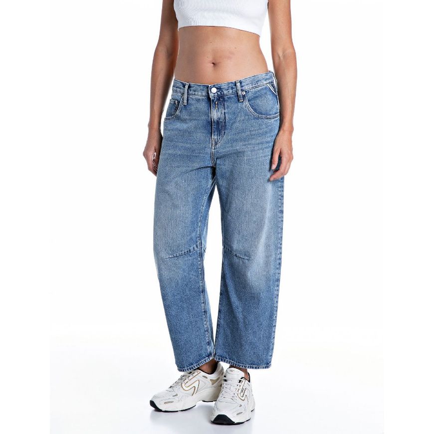 Снимка на REPLAY ДАМСКИ ДЕНИМ JANIE BARREL-FIT COTTON DENIM JEANS MEDIUM BLUE
