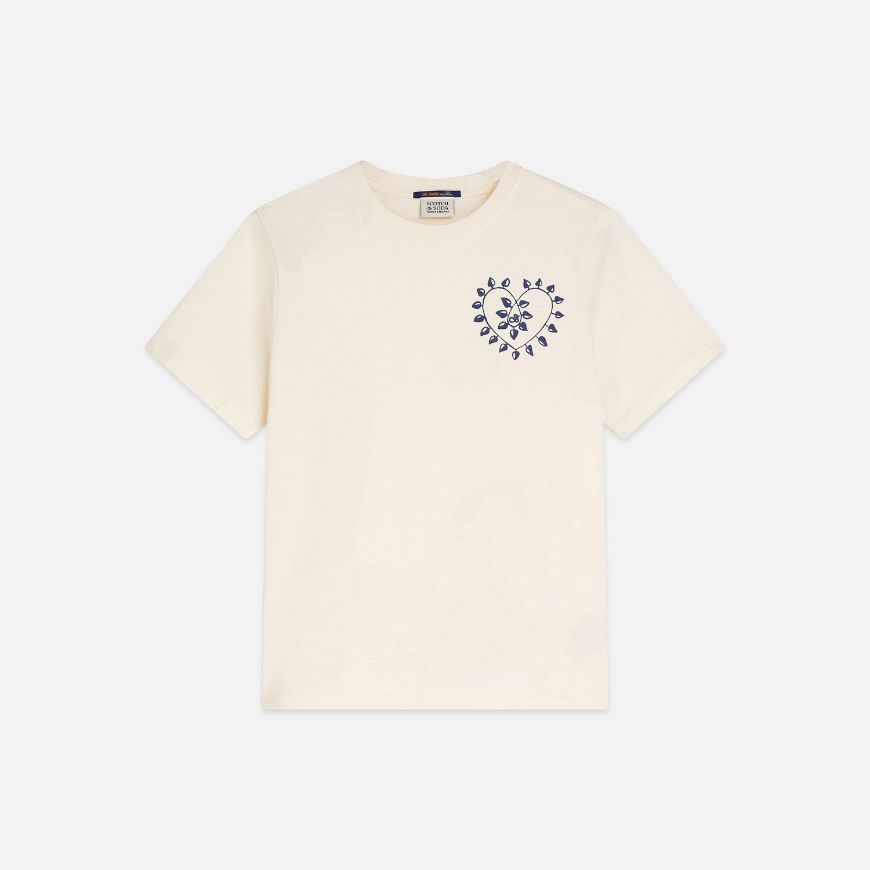 Picture of SCOTCH&SODA WOMEN'S CHEST ARTWORK REGULAR FIT T-SHIRT - EGGNOG