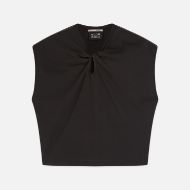 Picture of SCOTCH&SODA WOMEN'S TWISTED NECKLINE T-SHIRT - METEORITE 1