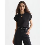 Picture of SCOTCH&SODA WOMEN'S TWISTED NECKLINE T-SHIRT - METEORITE 4