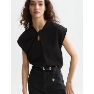 Picture of SCOTCH&SODA WOMEN'S TWISTED NECKLINE T-SHIRT - METEORITE 6