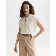 Picture of SCOTCH&SODA WOMEN'S TWISTED NECKLINE T-SHIRT - EGGNOG 4
