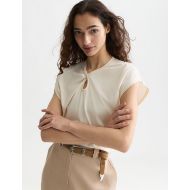 Picture of SCOTCH&SODA WOMEN'S TWISTED NECKLINE T-SHIRT - EGGNOG 6