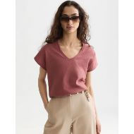 Picture of SCOTCH&SODA WOMEN'S AMPERSAND EMBROIDERY V-NECK T-SHIRT - WITHERED ROSE 4