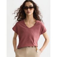 Picture of SCOTCH&SODA WOMEN'S AMPERSAND EMBROIDERY V-NECK T-SHIRT - WITHERED ROSE 6