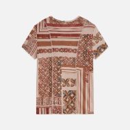 Picture of SCOTCH&SODA WOMEN'S PRINTED MESH SLIM FIT T-SHIRT - TILES FOULARD ROSEDUST 2