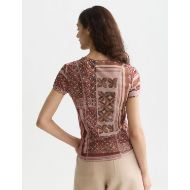 Picture of SCOTCH&SODA WOMEN'S PRINTED MESH SLIM FIT T-SHIRT - TILES FOULARD ROSEDUST 5