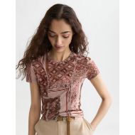 Picture of SCOTCH&SODA WOMEN'S PRINTED MESH SLIM FIT T-SHIRT - TILES FOULARD ROSEDUST 6