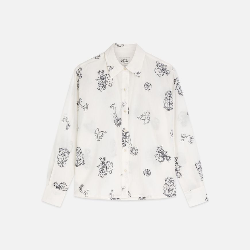 Picture of SCOTCH&SODA WOMEN'S EMBROIDERED RELAXED FIT SHIRT - EGGNOG