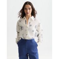 Picture of SCOTCH&SODA WOMEN'S EMBROIDERED RELAXED FIT SHIRT - EGGNOG 4
