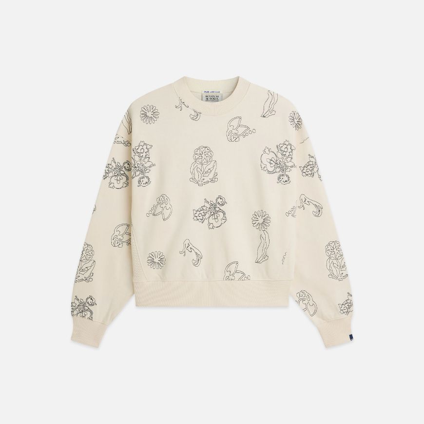 Picture of SCOTCH&SODA WOMEN'S EMBROIDERED SEASONAL FIT SWEATSHIRT - EGGNOG