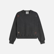Picture of SCOTCH&SODA WOMEN'S WASHED SWEATSHIRT WITH EMBROIDERY - METEORITE 1