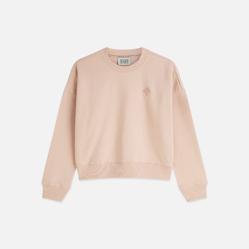 Picture of SCOTCH&SODA WOMEN'S EMBROIDERED LOGO RELAXED FIT SWEATSHIRT - ROSE DUST