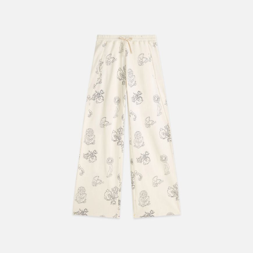 Picture of SCOTCH&SODA WOMEN'S EMBROIDERED WIDELEG SWEATPANTS - EGGNOG