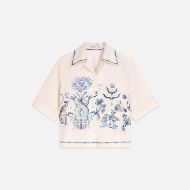 Picture of SCOTCH&SODA WOMEN'S PRINTED SHORT-SLEEVED CAMP SHIRT - EGGNOG 1