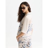 Picture of SCOTCH&SODA WOMEN'S PRINTED SHORT-SLEEVED CAMP SHIRT - EGGNOG 5
