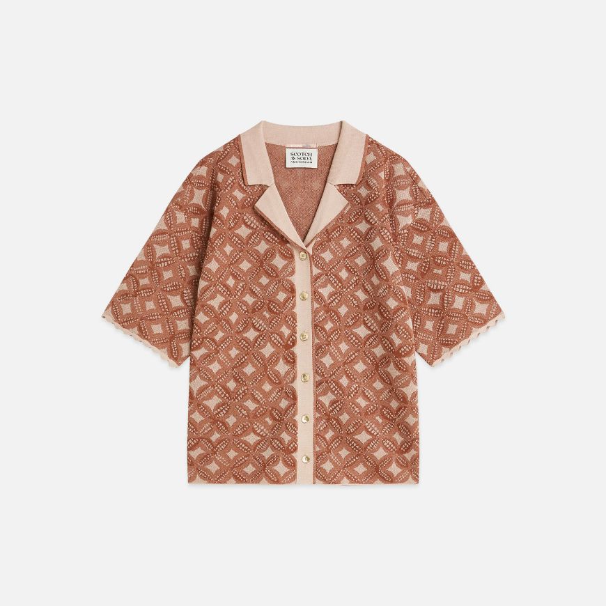 Снимка на SCOTCH&SODA ДАМСКИ ПУЛОВЕР JACQUARD KNITTED SHORT-SLEEVE SHIRT - ROSE DUST