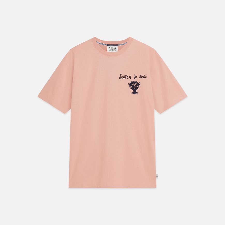 Picture of SCOTCH&SODA MEN'S FRONT AND BACK ARTWORK RELAXED FIT T-SHIRT - MISTY ROSE