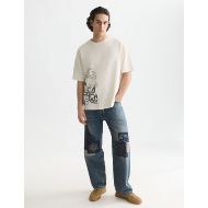 Picture of SCOTCH&SODA MEN'S WORKED-OUT ARTWORK LOOSE FIT T-SHIRT - EGGNOG 7