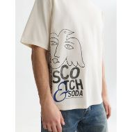 Picture of SCOTCH&SODA MEN'S WORKED-OUT ARTWORK LOOSE FIT T-SHIRT - EGGNOG 6