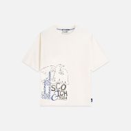 Picture of SCOTCH&SODA MEN'S WORKED-OUT ARTWORK LOOSE FIT T-SHIRT - EGGNOG 1