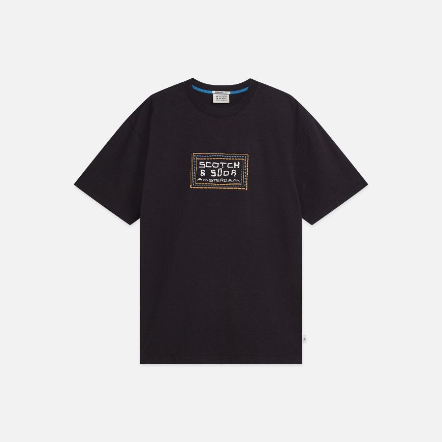 Picture of SCOTCH&SODA MEN'S EMBROIDERED FRONT ARTWORK RELAXED FIT T-SHIRT - METEORITE