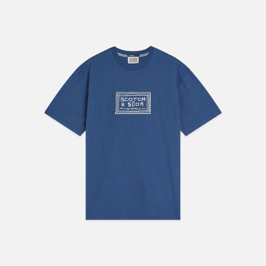 Picture of SCOTCH&SODA MEN'S EMBROIDERED FRONT ARTWORK RELAXED FIT T-SHIRT - ENSIGN BLUE